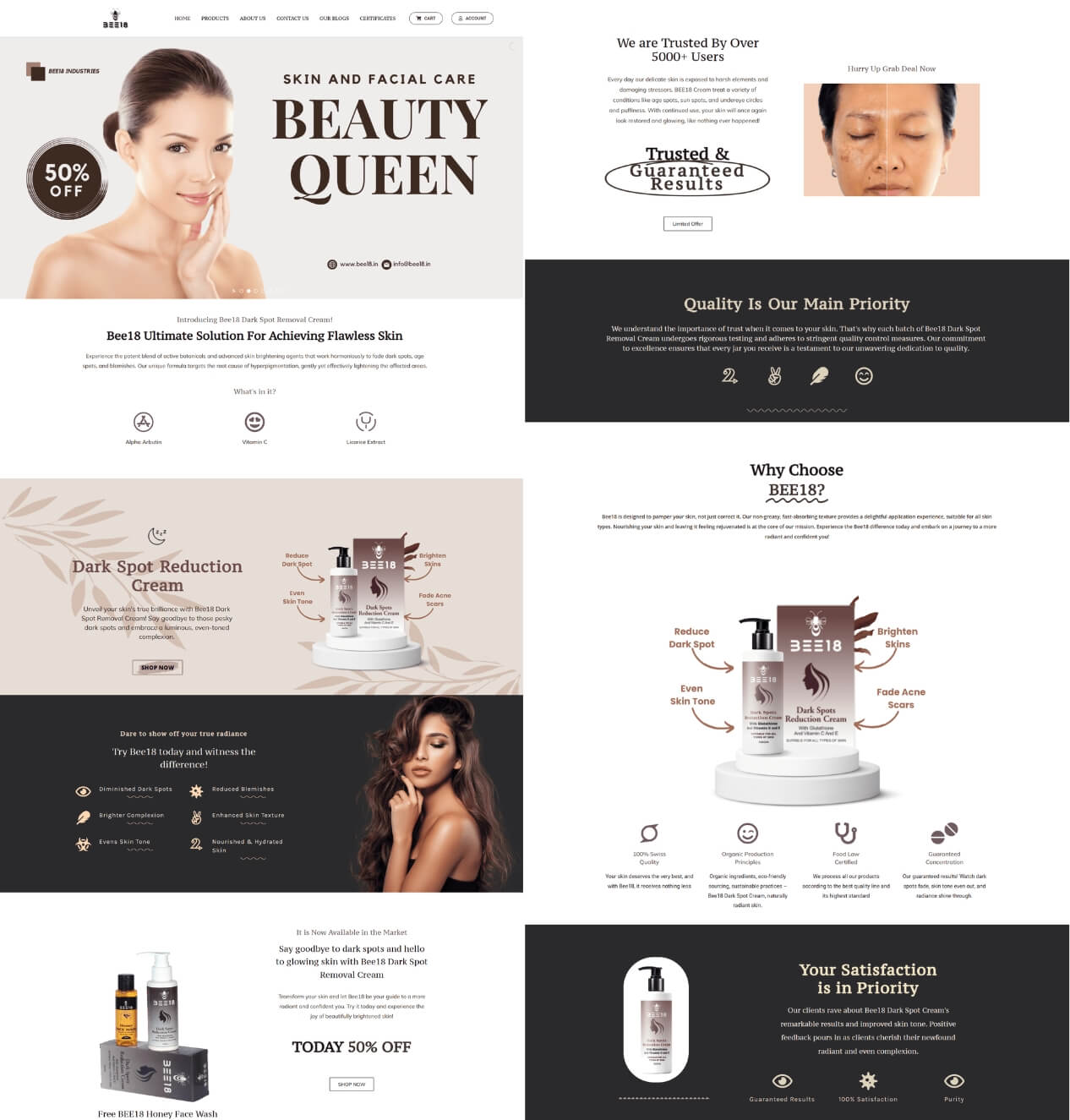 Bee18 (Beauty Product E-commerce Website)